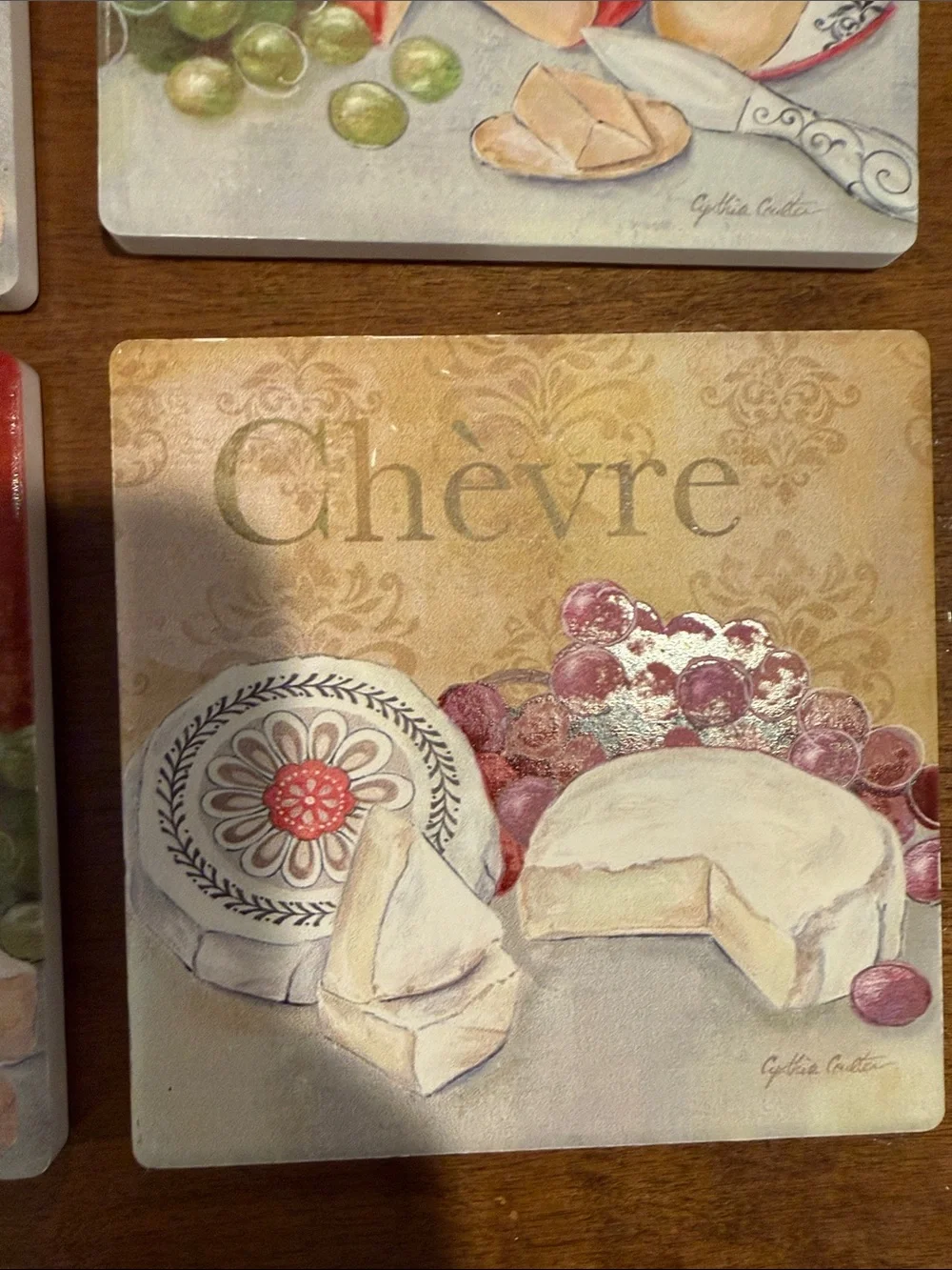Cheese-Themed Ceramic Coasters Set - Multicolor